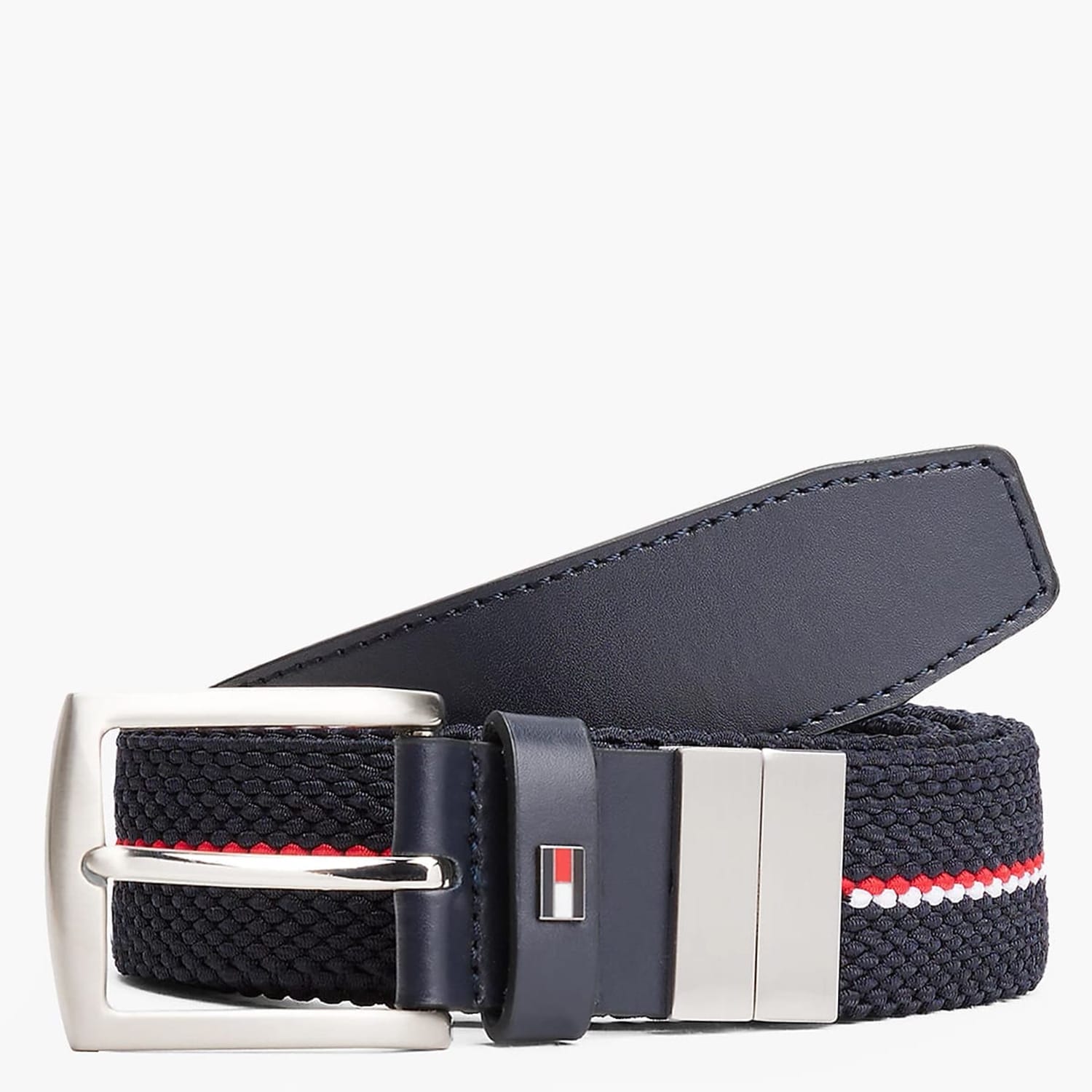 Ανδρικές Ζώνες Denton.Elastic Μπλε Δέρμα-Ύφασμα Tommy Hilfiger