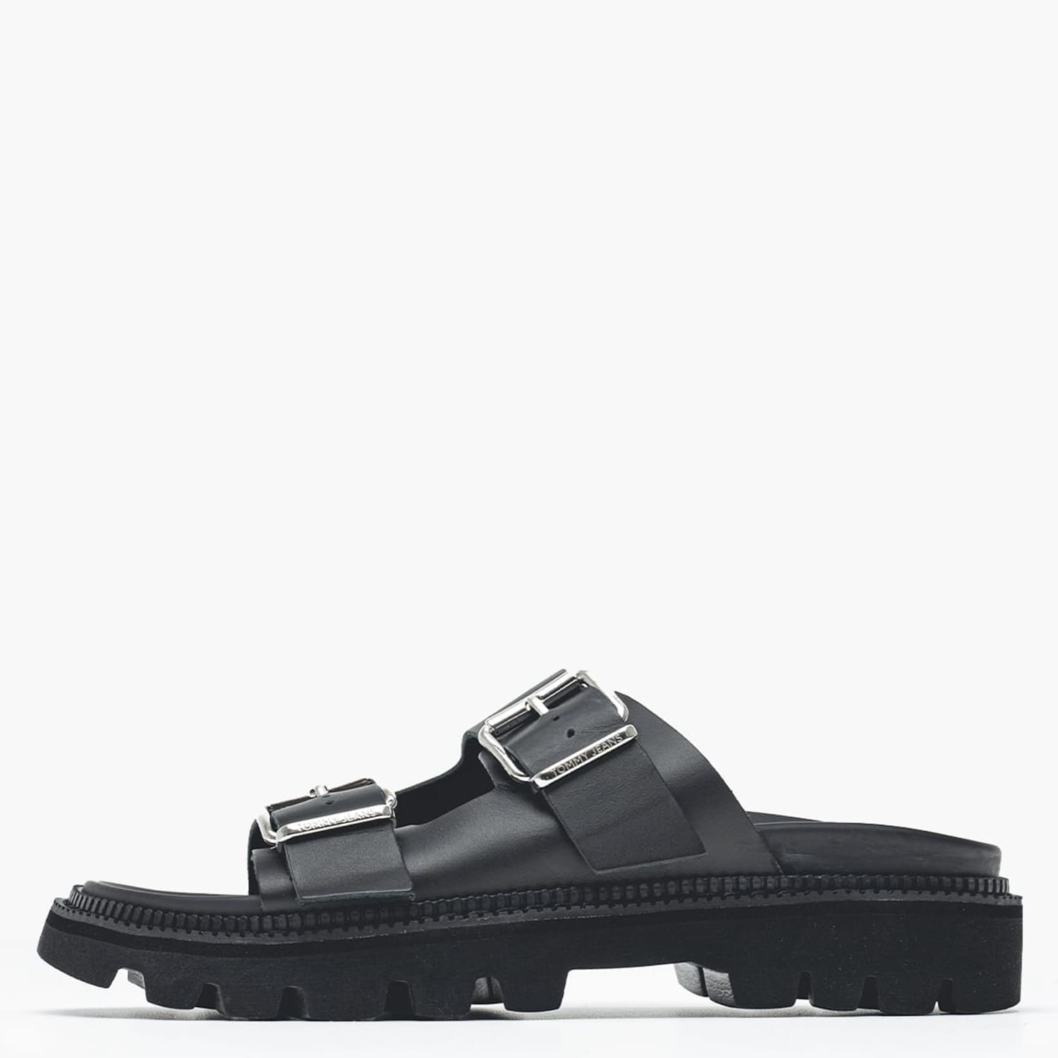 Γυναικεία Flats Double.Strap Μαύρο Δέρμα Tommy Hilfiger