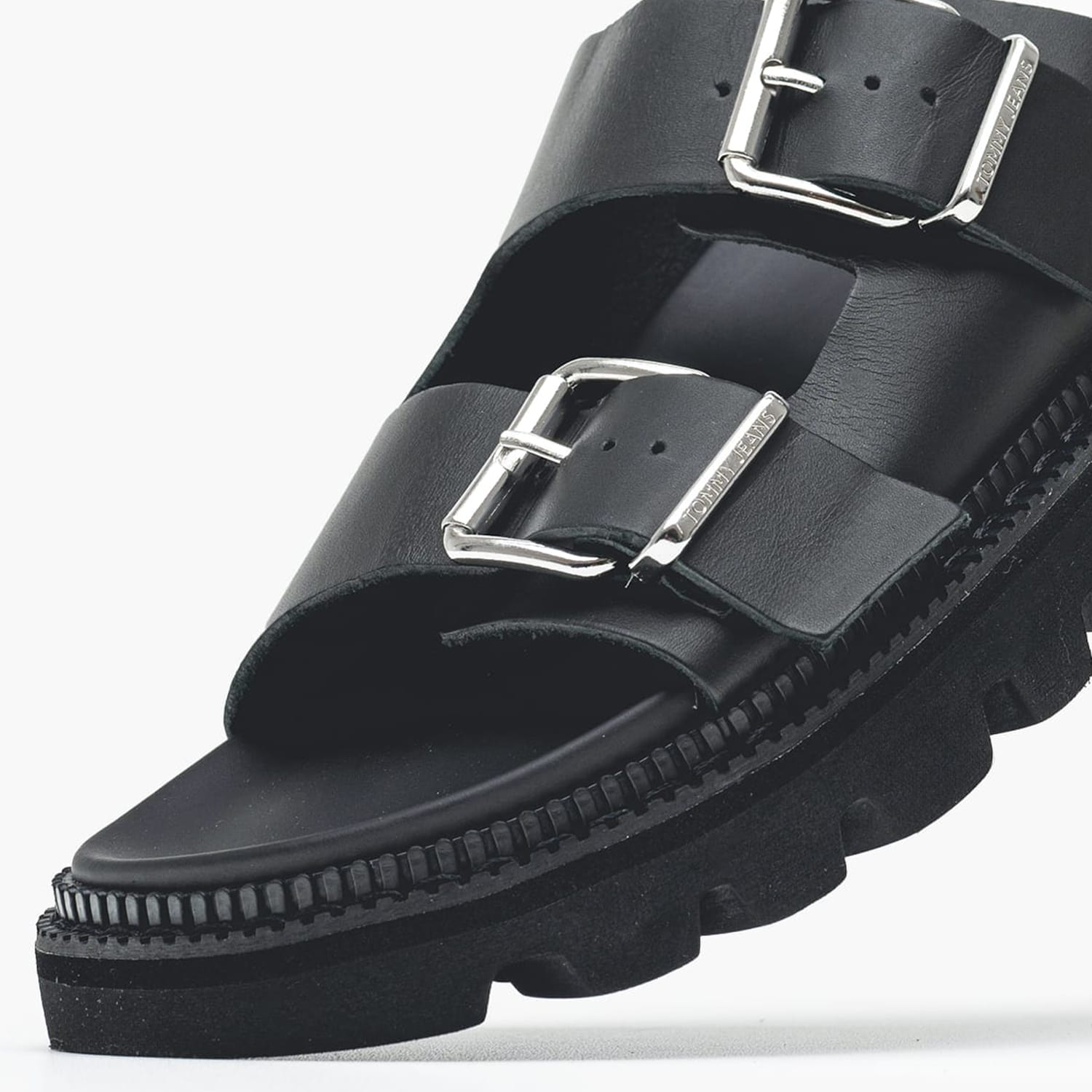 Γυναικεία Flats Double.Strap Μαύρο Δέρμα Tommy Hilfiger