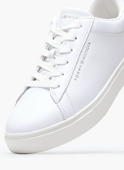 Γυναικεία Παπούτσια Casual Basket.Ess Άσπρο Δέρμα Tommy Hilfiger