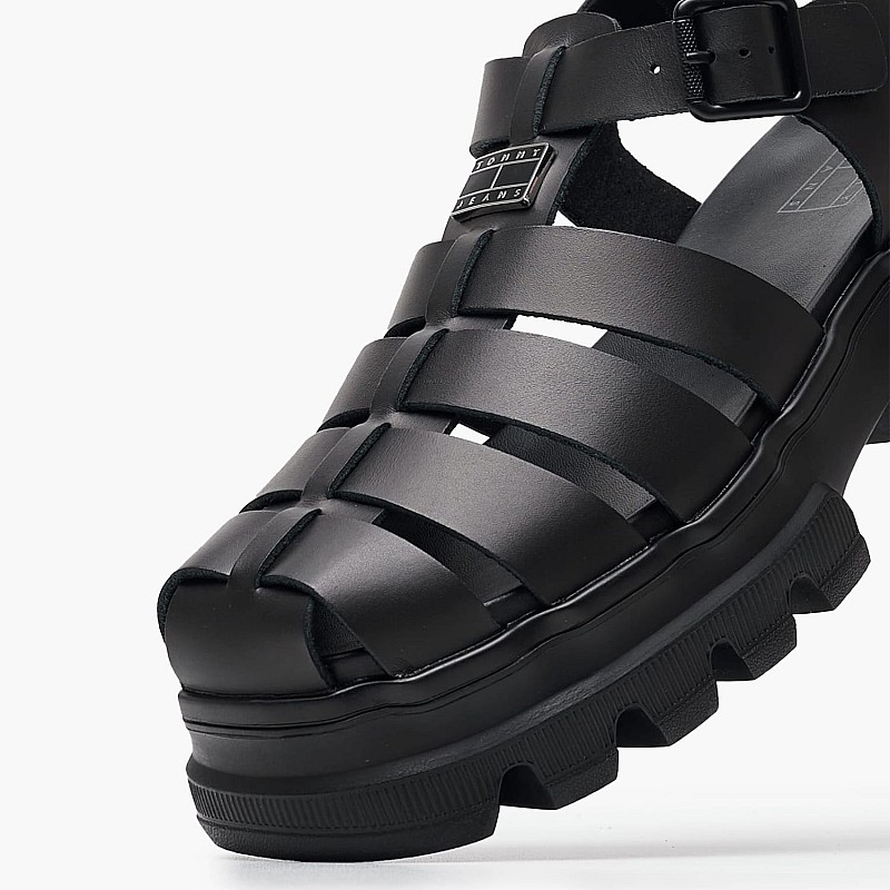 Women Sandals F.Sandal Black Leather Tommy Hilfiger