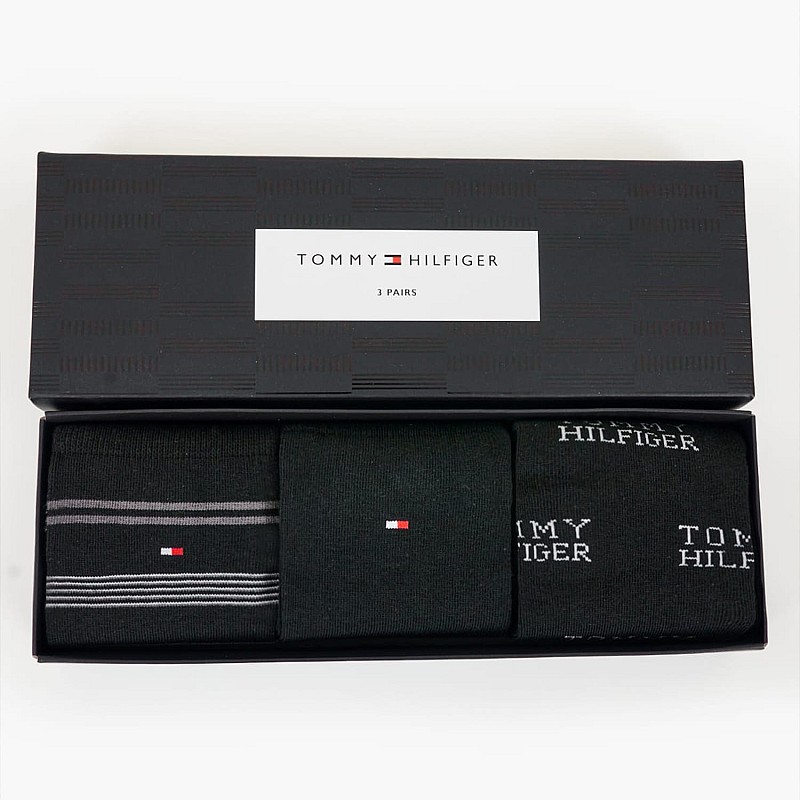Men Socks Giftbox.3p Black Cotton Tommy Hilfiger
