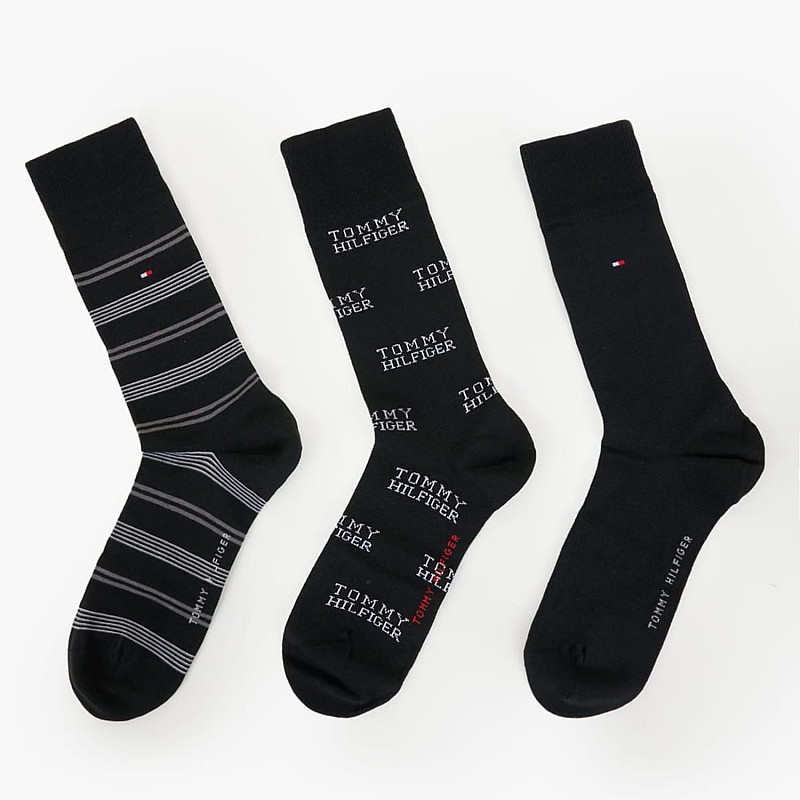 Men Socks Giftbox.3p Black Cotton Tommy Hilfiger