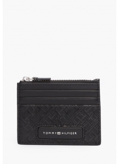Ανδρικά Πορτοφόλια Gram.Zip Μαύρο Δέρμα Tommy Hilfiger
