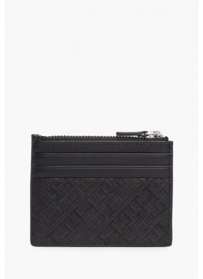 Ανδρικά Πορτοφόλια Gram.Zip Μαύρο Δέρμα Tommy Hilfiger