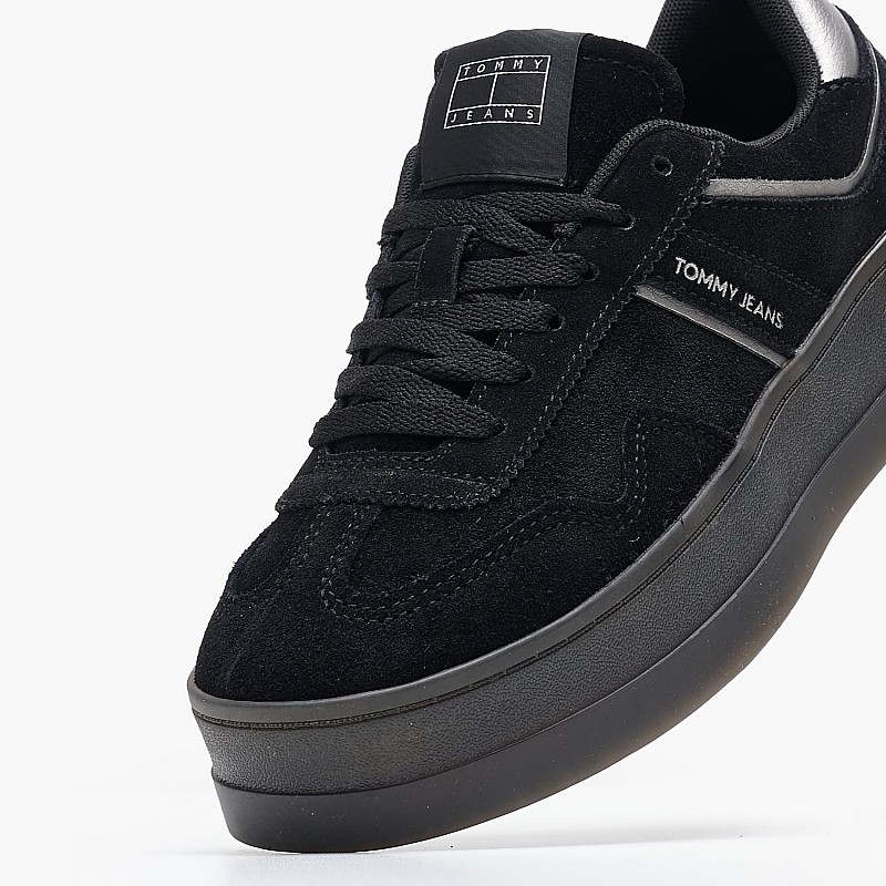Γυναικεία Παπούτσια Casual Greenwich.Flatform Μαύρο Δέρμα Καστόρι Tommy Hilfiger