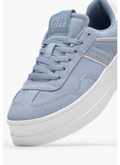 Women Casual Shoes Greenwich.Flatform Blue Buckskin Tommy Hilfiger