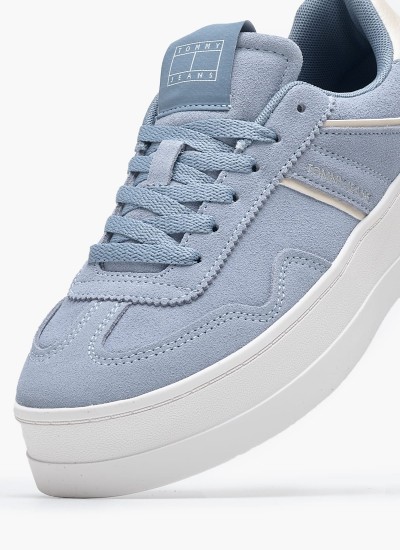 Γυναικεία Παπούτσια Casual Greenwich.Flatform Μπλε Δέρμα Καστόρι Tommy Hilfiger