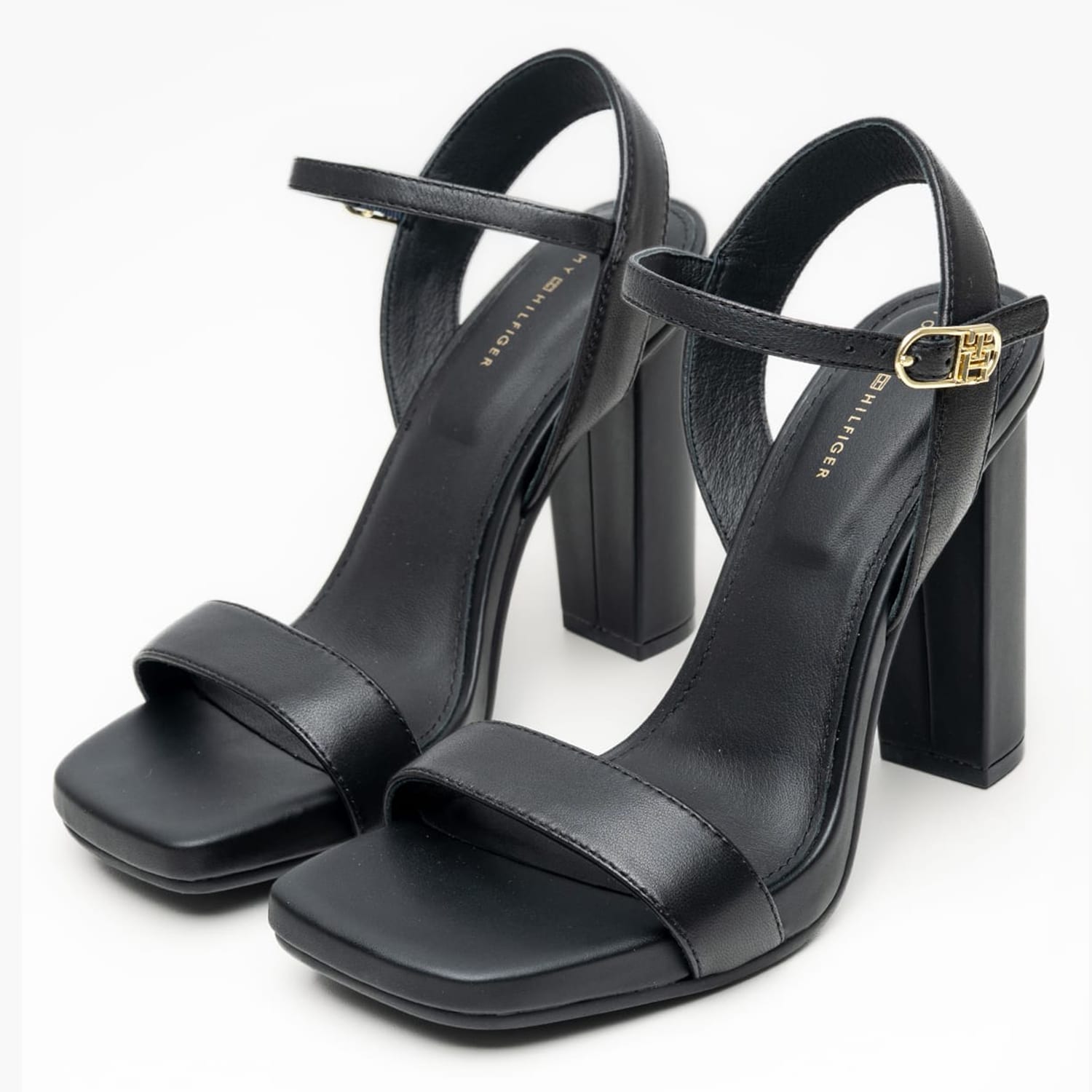 Women Sandals Heel.Sandal Black Leather Tommy Hilfiger Women Sandals Heel.Sandal Black Leather Tommy Hilfiger
