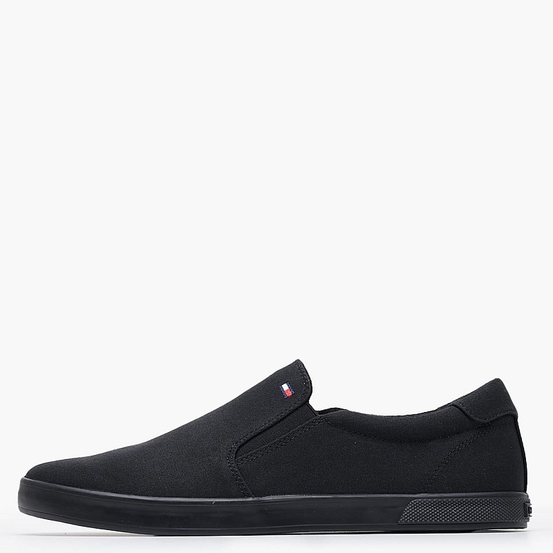 Ανδρικά Παπούτσια Casual Iconic.Slip.On Μαύρο Ύφασμα Tommy Hilfiger