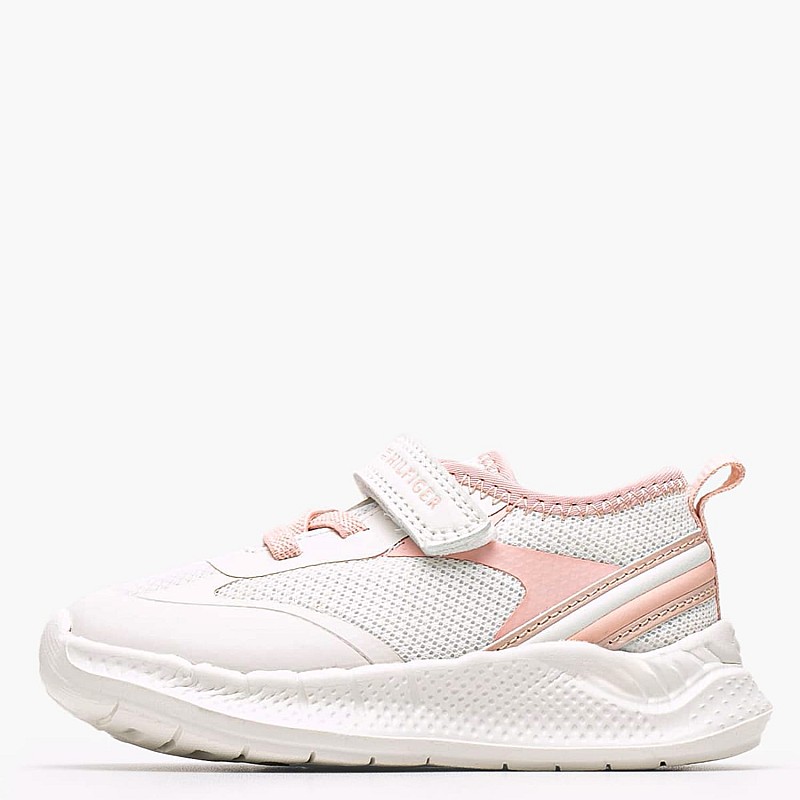 Παιδικά Παπούτσια Casual Lowcut.Velcro.Sn Άσπρο ECOleather-Ύφασμα Tommy Hilfiger