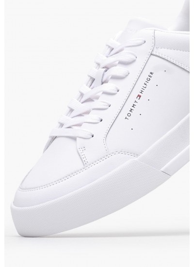 Men Casual Shoes Lth.Court White Leather Tommy Hilfiger