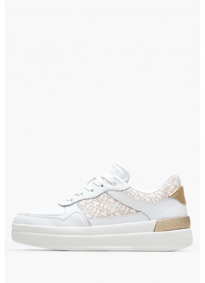 Γυναικείες Πλατφόρμες Ψηλές Wedge.Satin Μπεζ Ύφασμα Tommy Hilfiger