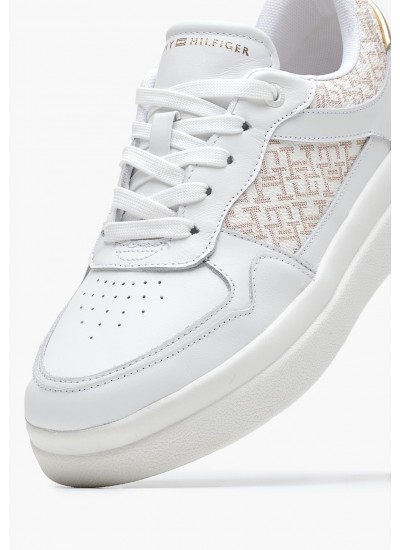 Γυναικείες Πλατφόρμες Ψηλές Wedge.Satin Μπεζ Ύφασμα Tommy Hilfiger