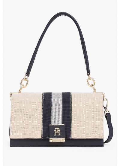 Γυναικείες Τσάντες Med.Canvas Μπεζ ECOleather-Ύφασμα Tommy Hilfiger