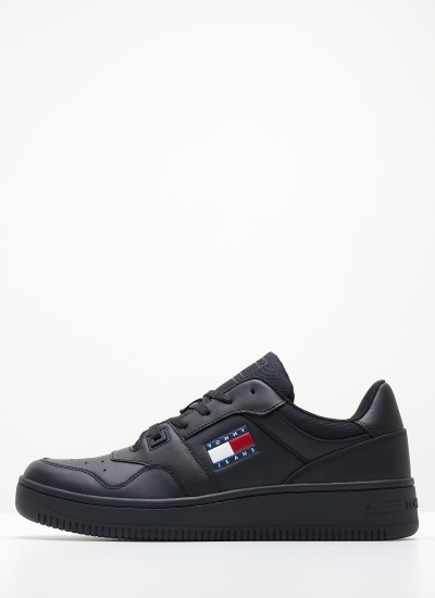 Ανδρικά Παπούτσια Casual Retro.Ess Μαύρο Δέρμα Tommy Hilfiger