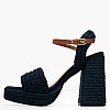 Women Sandals Rope.Heel Blue Fabric Tommy Hilfiger