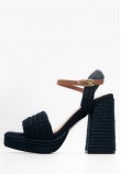 Γυναικεία Πέδιλα Ψηλά Rope.Heel Μπλε Ύφασμα Tommy Hilfiger
