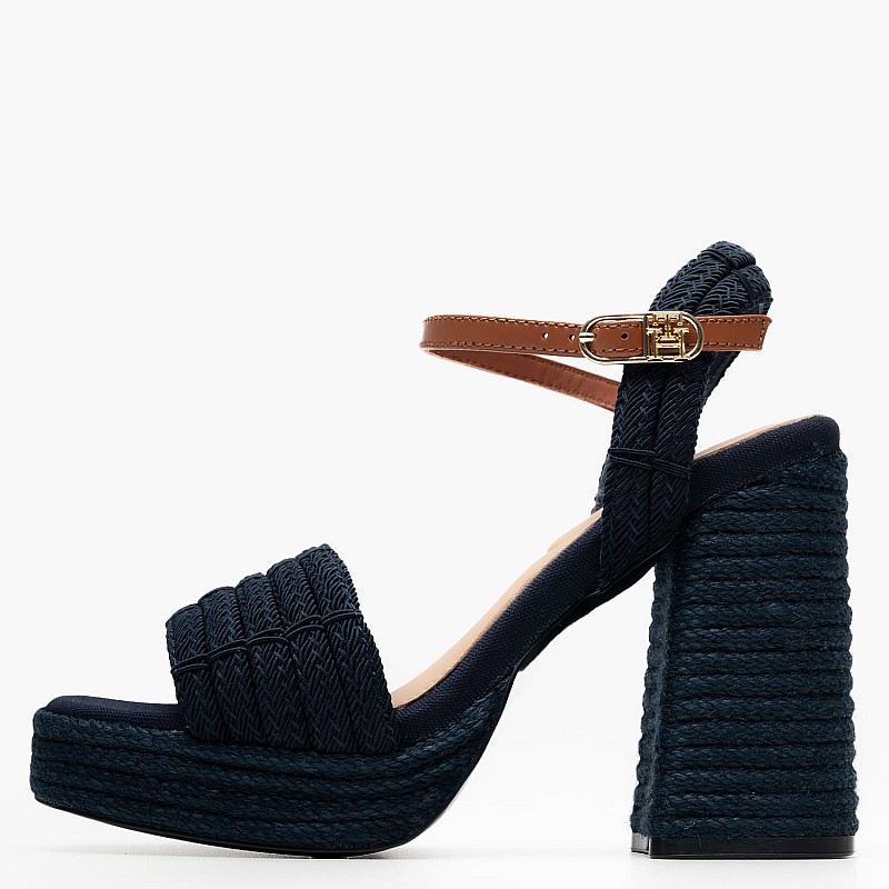 Women Sandals Rope.Heel Blue Fabric Tommy Hilfiger