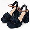 Women Sandals Rope.Heel Blue Fabric Tommy Hilfiger