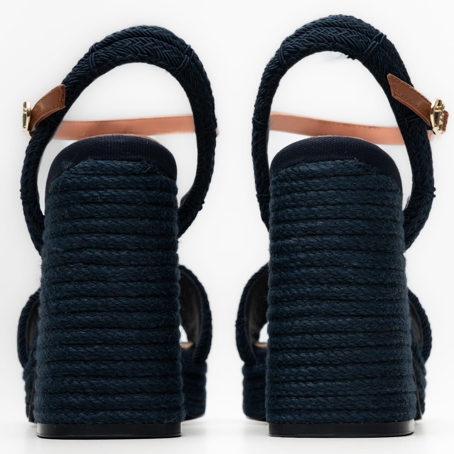 Women Sandals Rope.Heel Blue Fabric Tommy Hilfiger