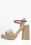 Γυναικεία Πέδιλα Ψηλά Rope.Heel Μπεζ Ύφασμα Tommy Hilfiger