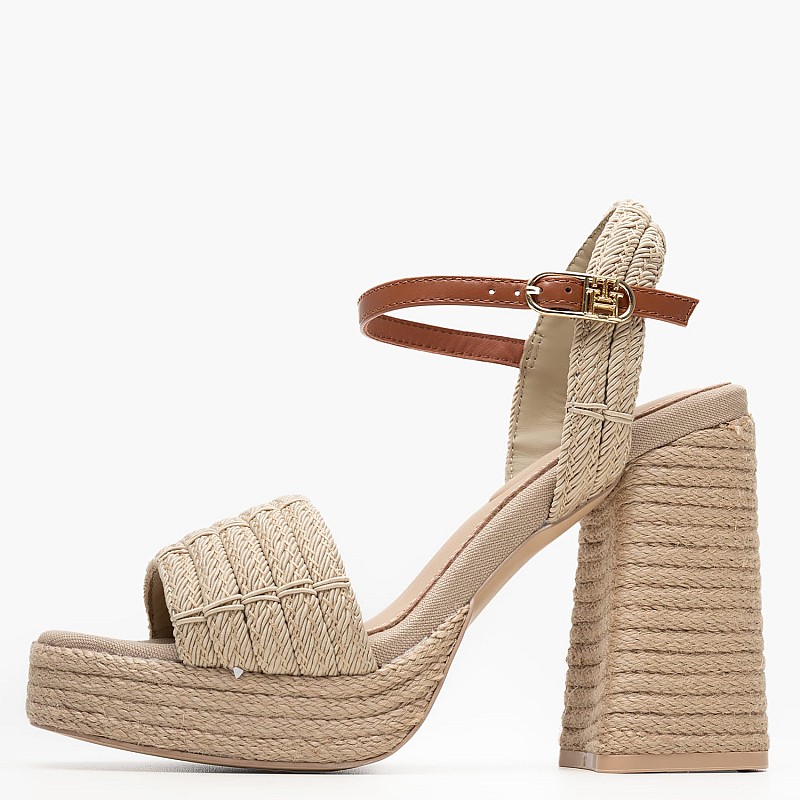 Women Sandals Rope.Heel Beige Fabric Tommy Hilfiger