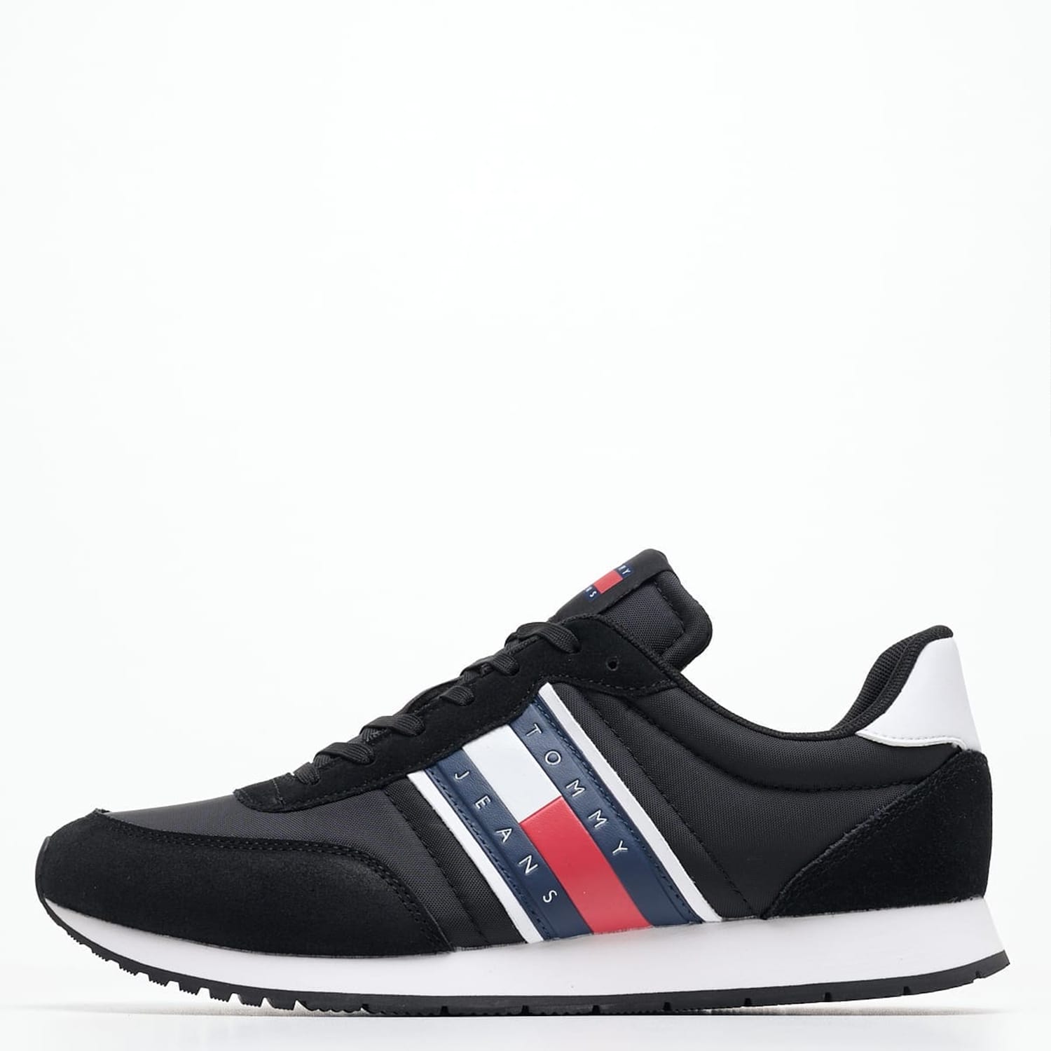 Ανδρικά Παπούτσια Casual Runner.Casual Μαύρο Δέρμα Καστόρι-Ύφασμα Tommy Hilfiger