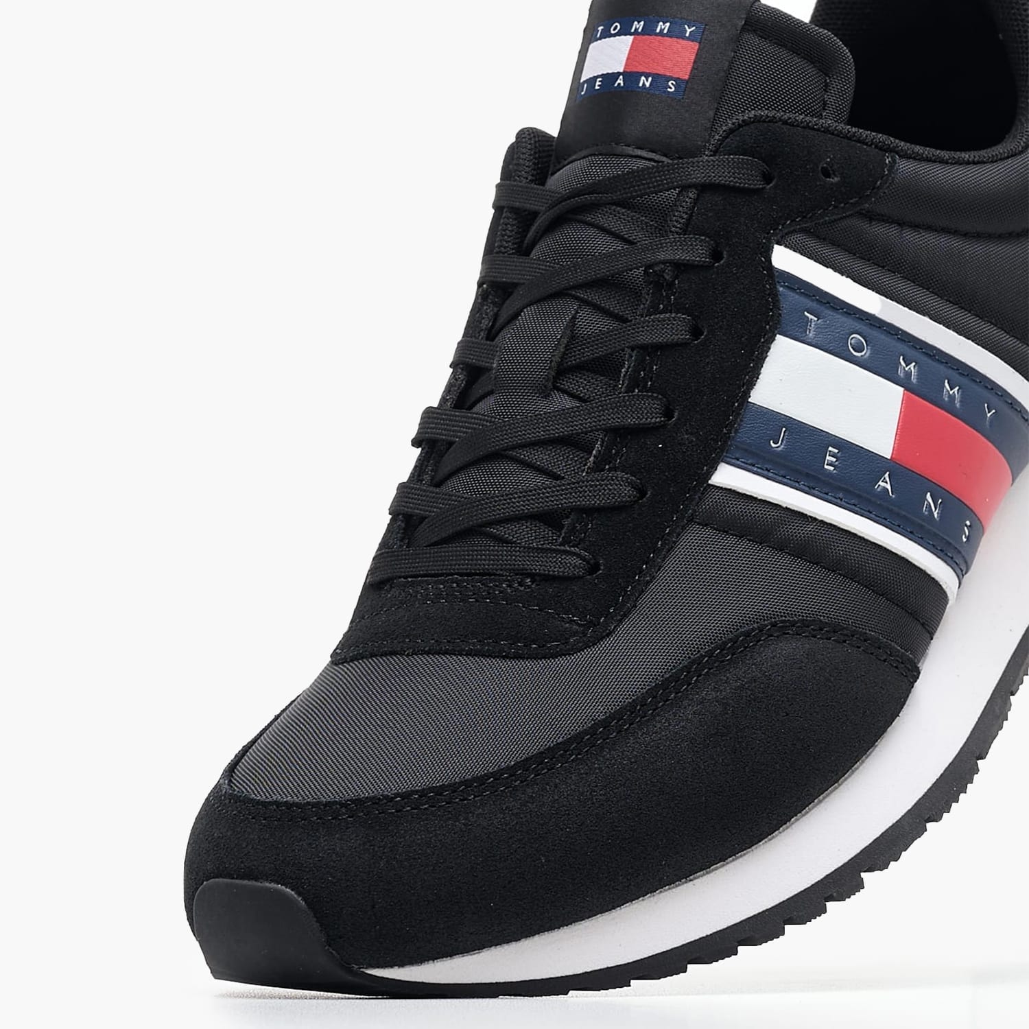 Ανδρικά Παπούτσια Casual Runner.Casual Μαύρο Δέρμα Καστόρι-Ύφασμα Tommy Hilfiger