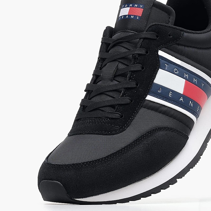 Men Casual Shoes Runner.Casual Black Buckskin-Fabric Tommy Hilfiger