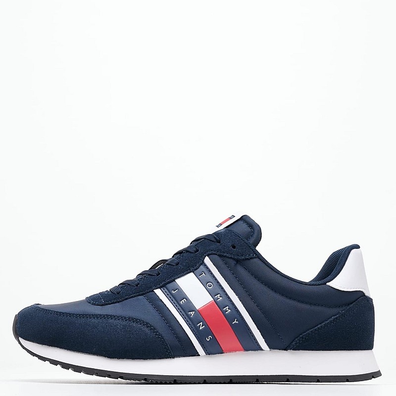 Ανδρικά Παπούτσια Casual Runner.Casual Μπλε Δέρμα Καστόρι-Ύφασμα Tommy Hilfiger