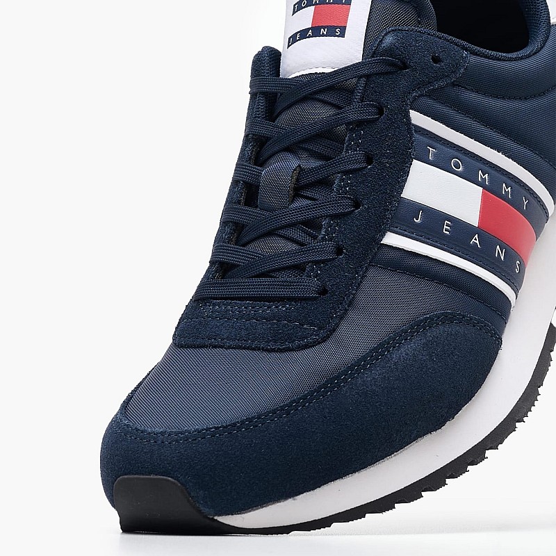 Ανδρικά Παπούτσια Casual Runner.Casual Μπλε Δέρμα Καστόρι-Ύφασμα Tommy Hilfiger