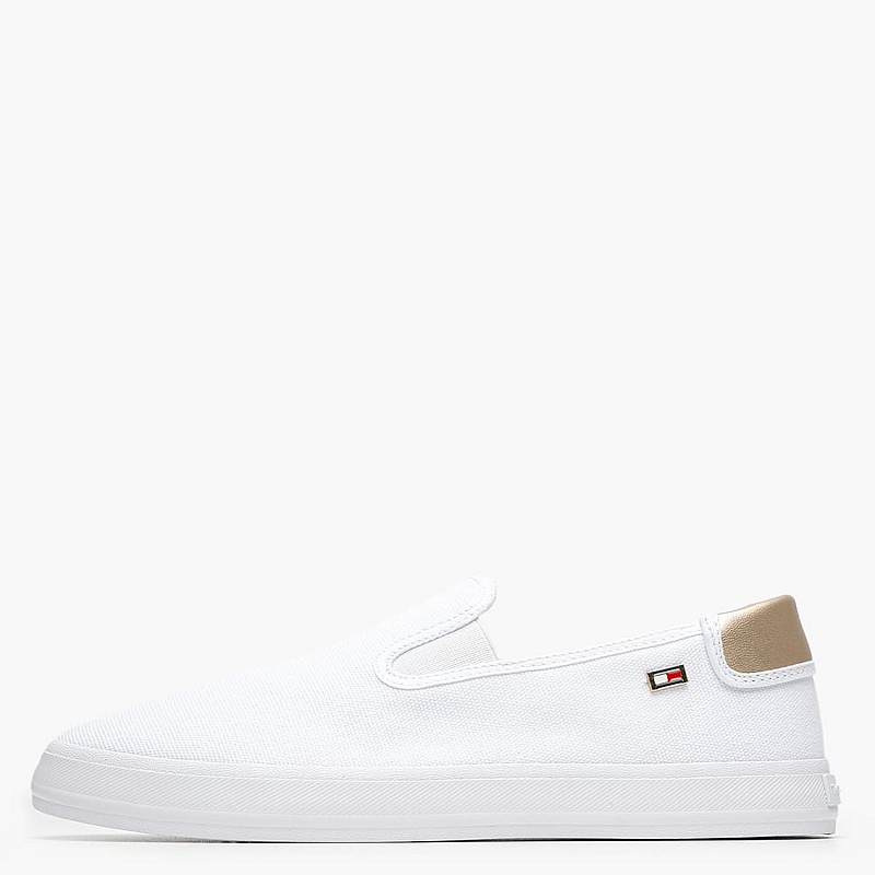 Γυναικεία Παπούτσια Casual Sneaker.Canvas Άσπρο Ύφασμα Tommy Hilfiger