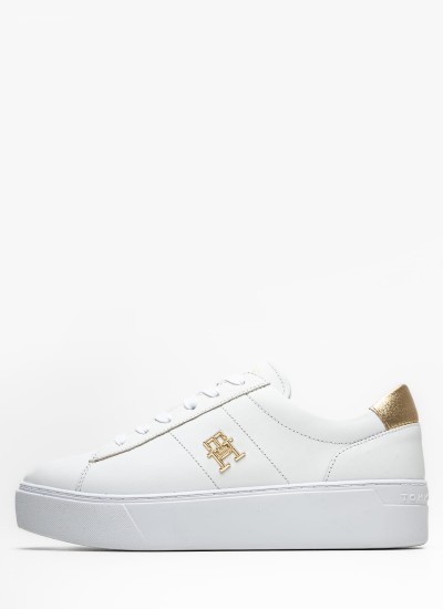 Γυναικεία Παπούτσια Casual Basket.Ess Άσπρο Δέρμα Tommy Hilfiger