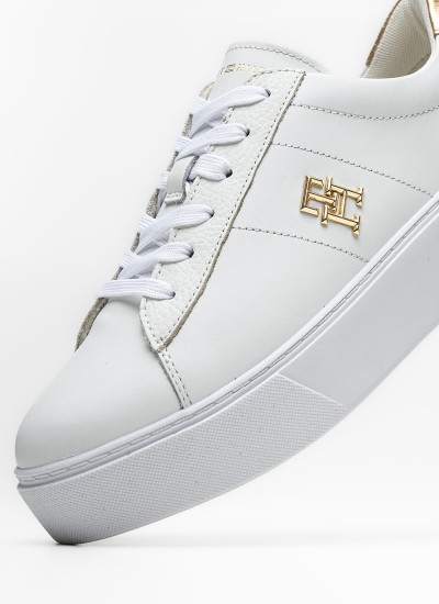 Γυναικεία Παπούτσια Casual Basket.Ess Άσπρο Δέρμα Tommy Hilfiger