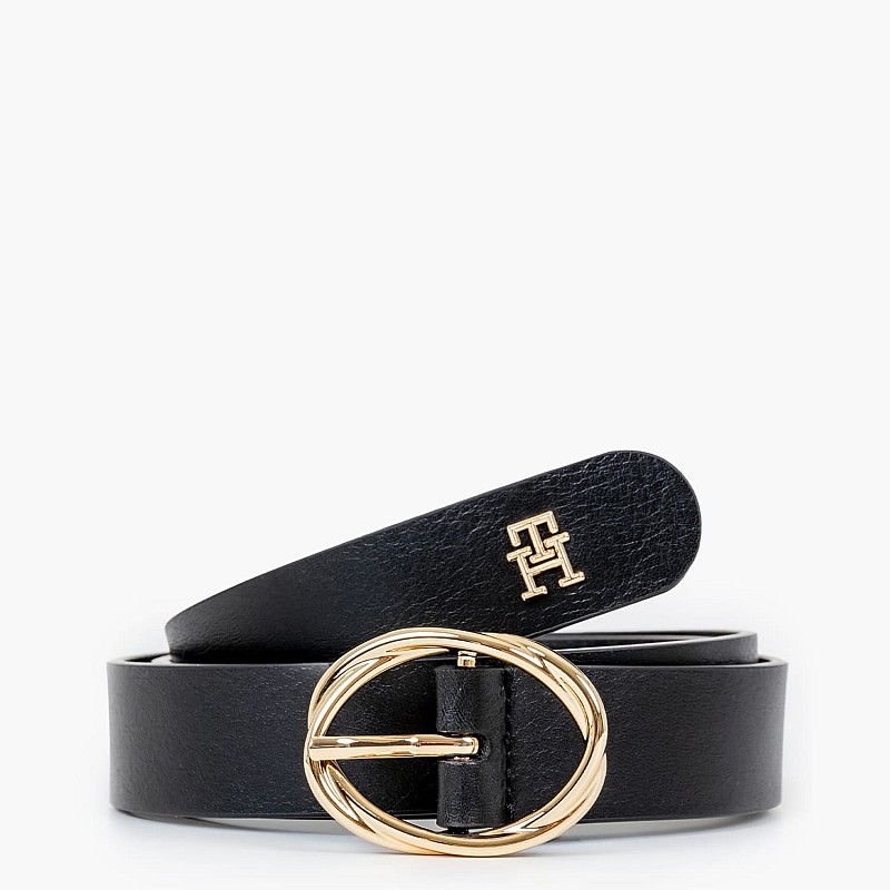 Women Belts Th.Chic Black Leather Tommy Hilfiger