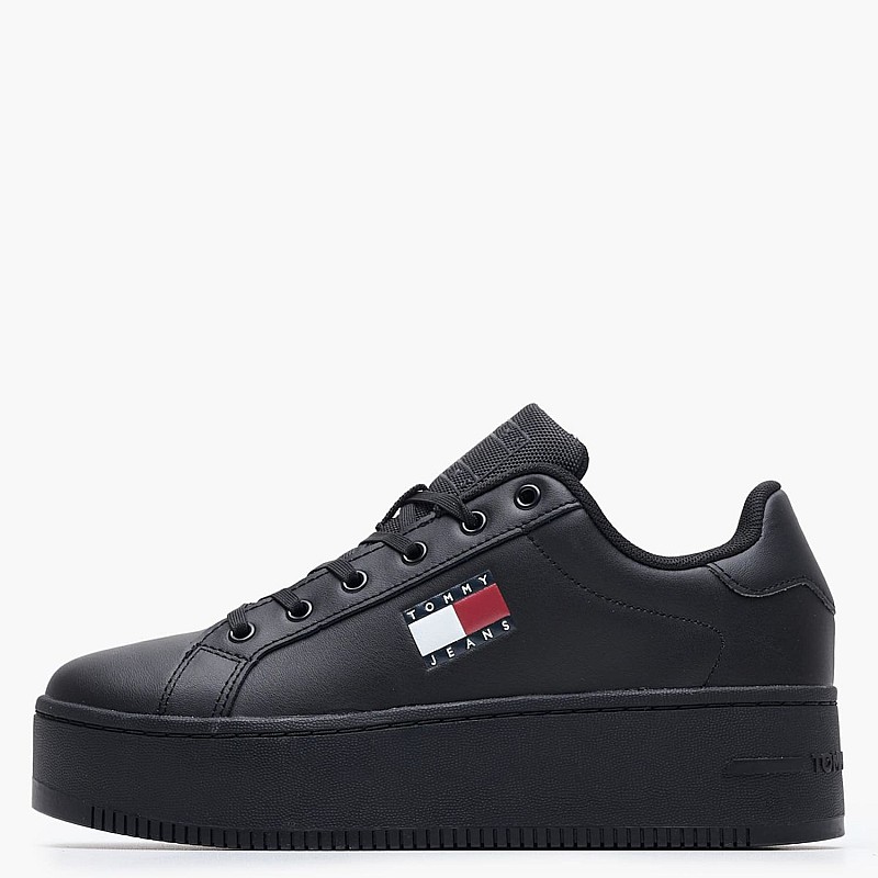 Γυναικεία Παπούτσια Casual Tjw.Flat.Ess Μαύρο Δέρμα Tommy Hilfiger