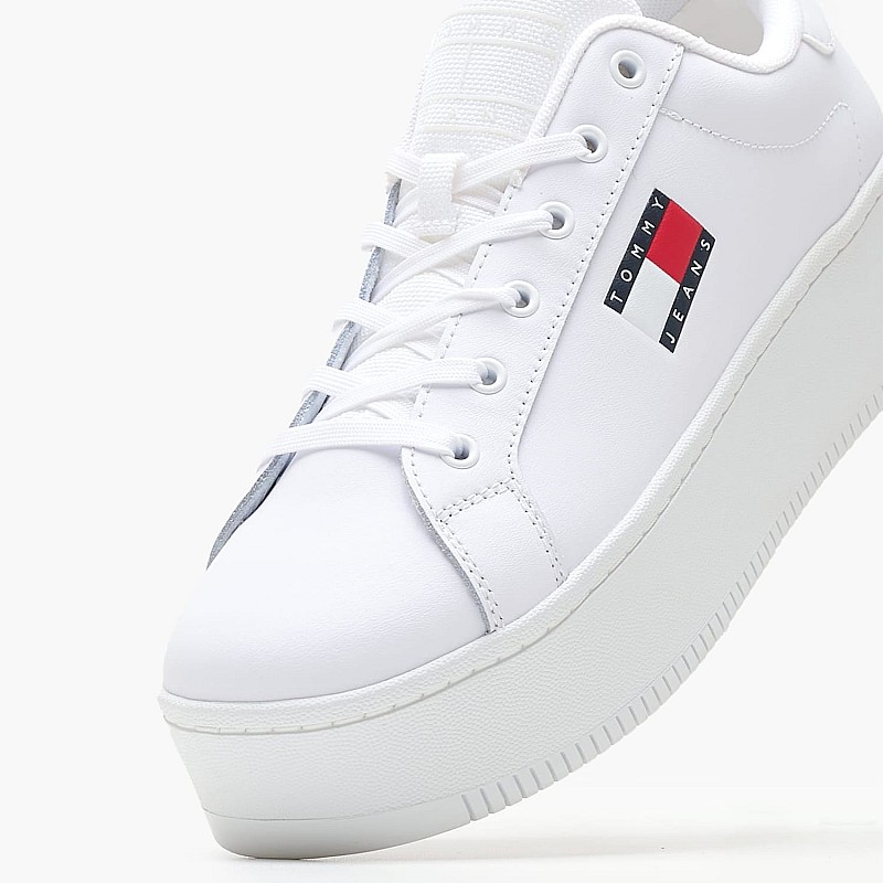 Γυναικεία Παπούτσια Casual Tjw.Flat.Ess Άσπρο Δέρμα Tommy Hilfiger