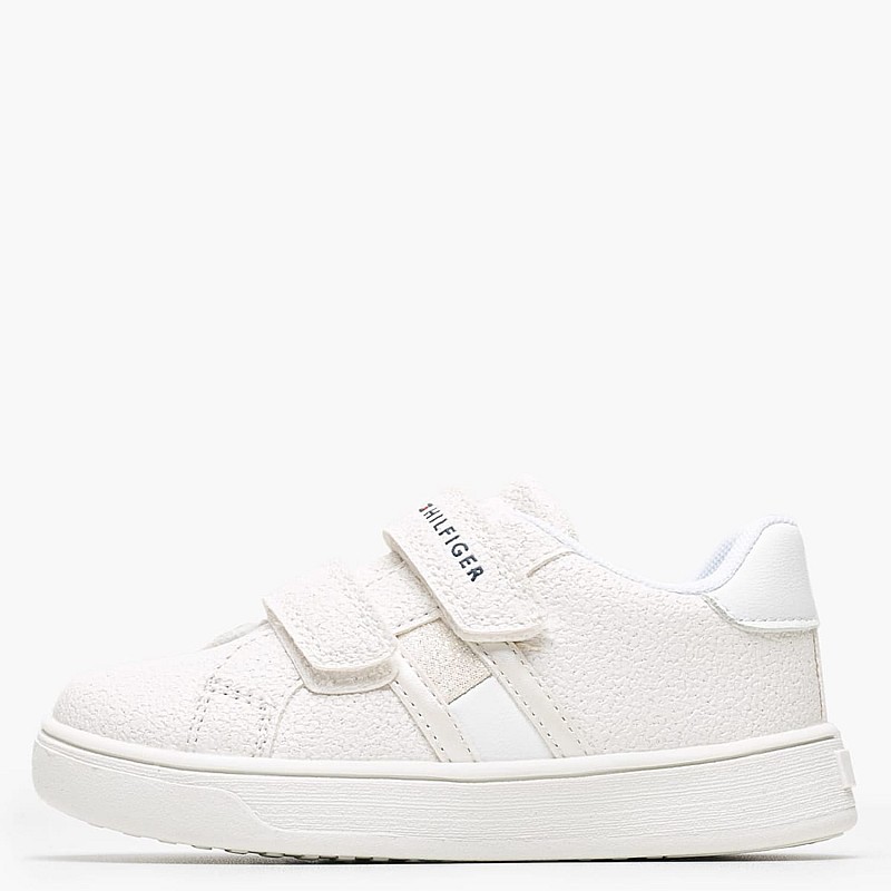 Παιδικά Παπούτσια Casual Velcro.Lowcut Άσπρο ECOleather Tommy Hilfiger