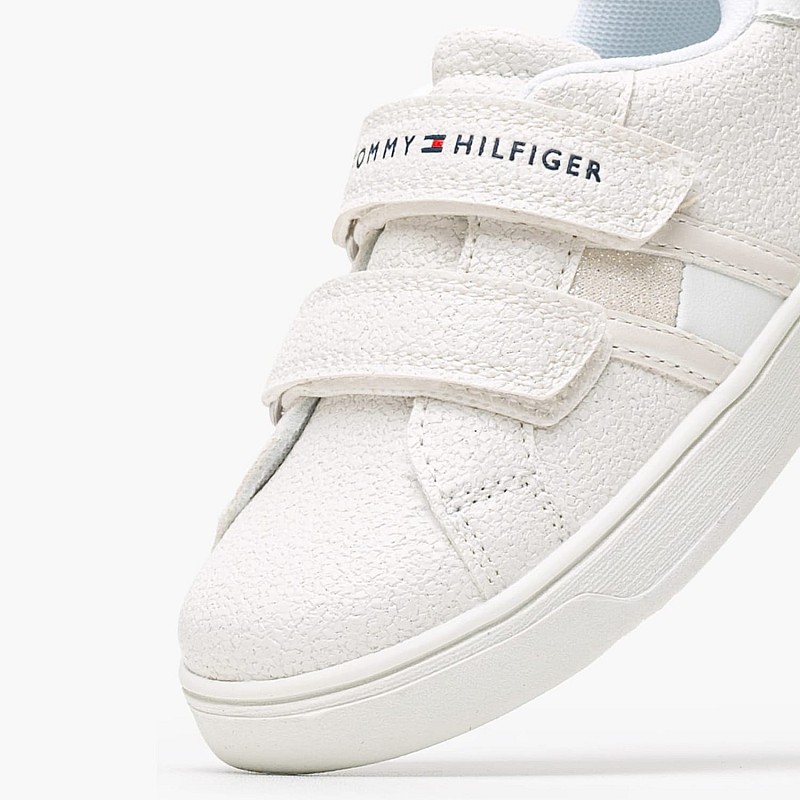 Παιδικά Παπούτσια Casual Velcro.Lowcut Άσπρο ECOleather Tommy Hilfiger