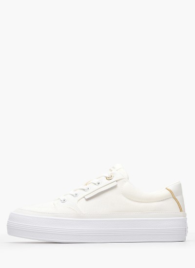 Γυναικεία Παπούτσια Casual Basket.Ess Άσπρο Δέρμα Tommy Hilfiger