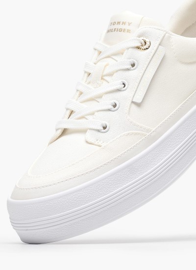 Γυναικεία Παπούτσια Casual Basket.Ess Άσπρο Δέρμα Tommy Hilfiger