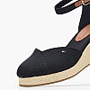 Women Platforms Low Wedge.Espad Black Fabric Tommy Hilfiger
