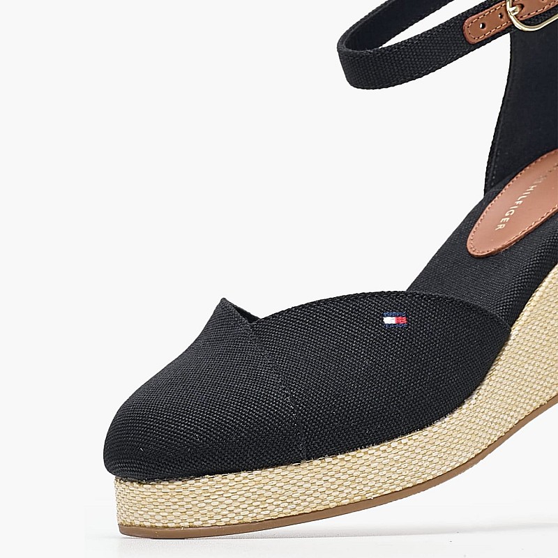 Women Platforms Low Wedge.Espad Black Fabric Tommy Hilfiger