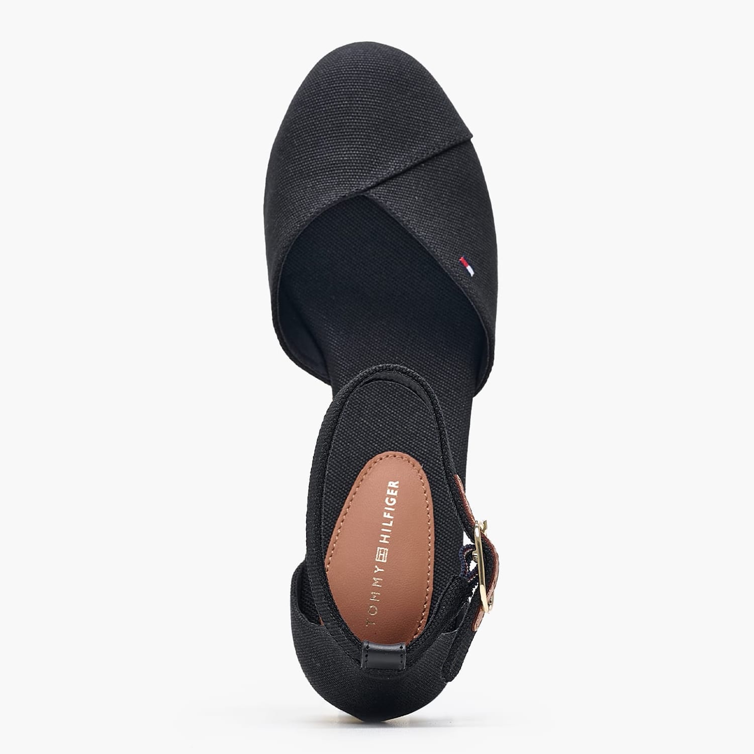 Women Platforms Low Wedge.Espad Black Fabric Tommy Hilfiger