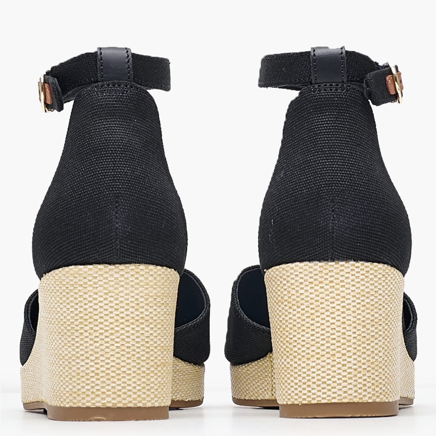 Women Platforms Low Wedge.Espad Black Fabric Tommy Hilfiger