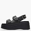 Women Platforms Low Wedge.Sandal Black Leather Tommy Hilfiger Women Platforms Low Wedge.Sandal Black Leather Tommy Hilfiger