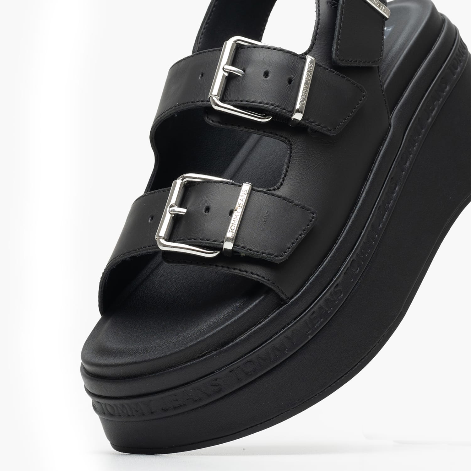 Γυναικείες Πλατφόρμες Χαμηλές Wedge.Sandal Μαύρο Δέρμα Tommy Hilfiger