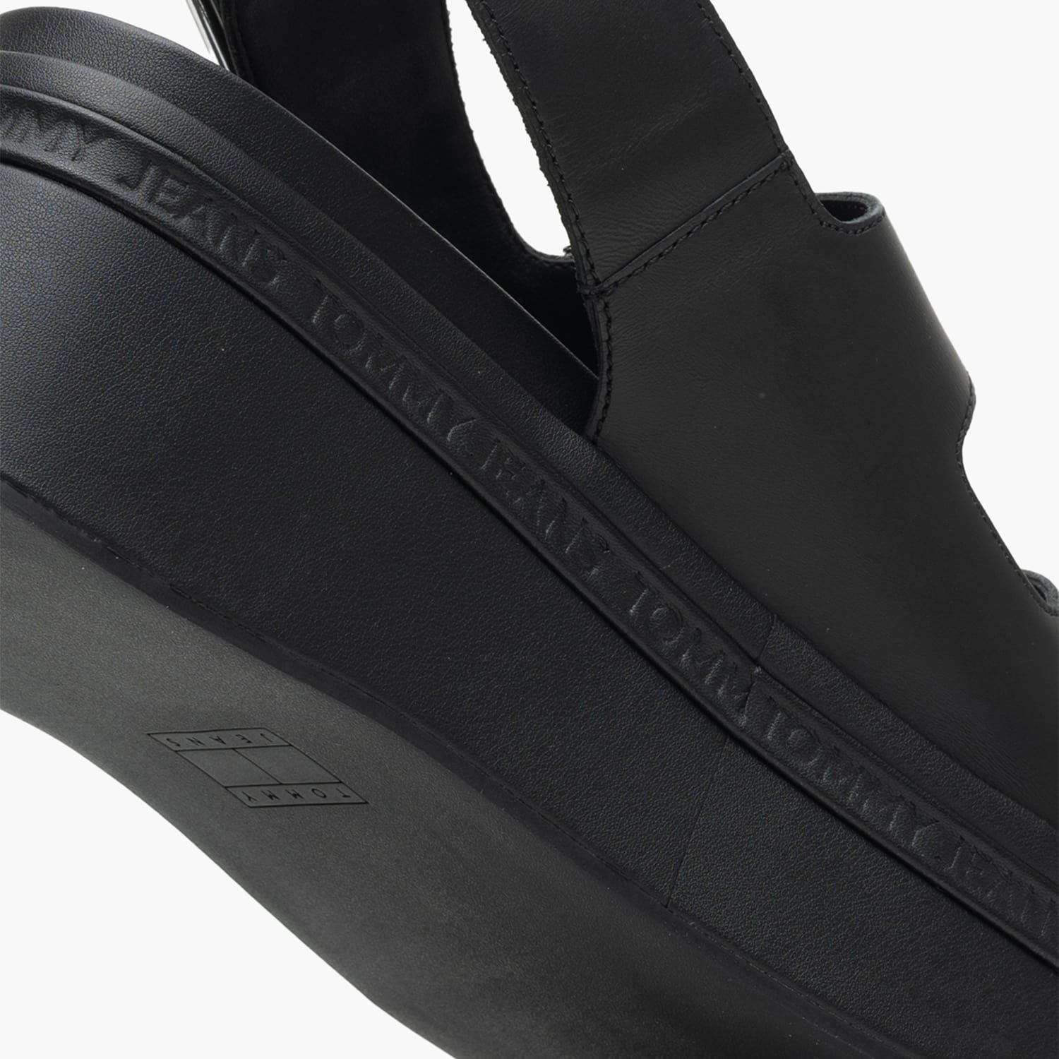 Women Platforms Low Wedge.Sandal Black Leather Tommy Hilfiger Women Platforms Low Wedge.Sandal Black Leather Tommy Hilfiger
