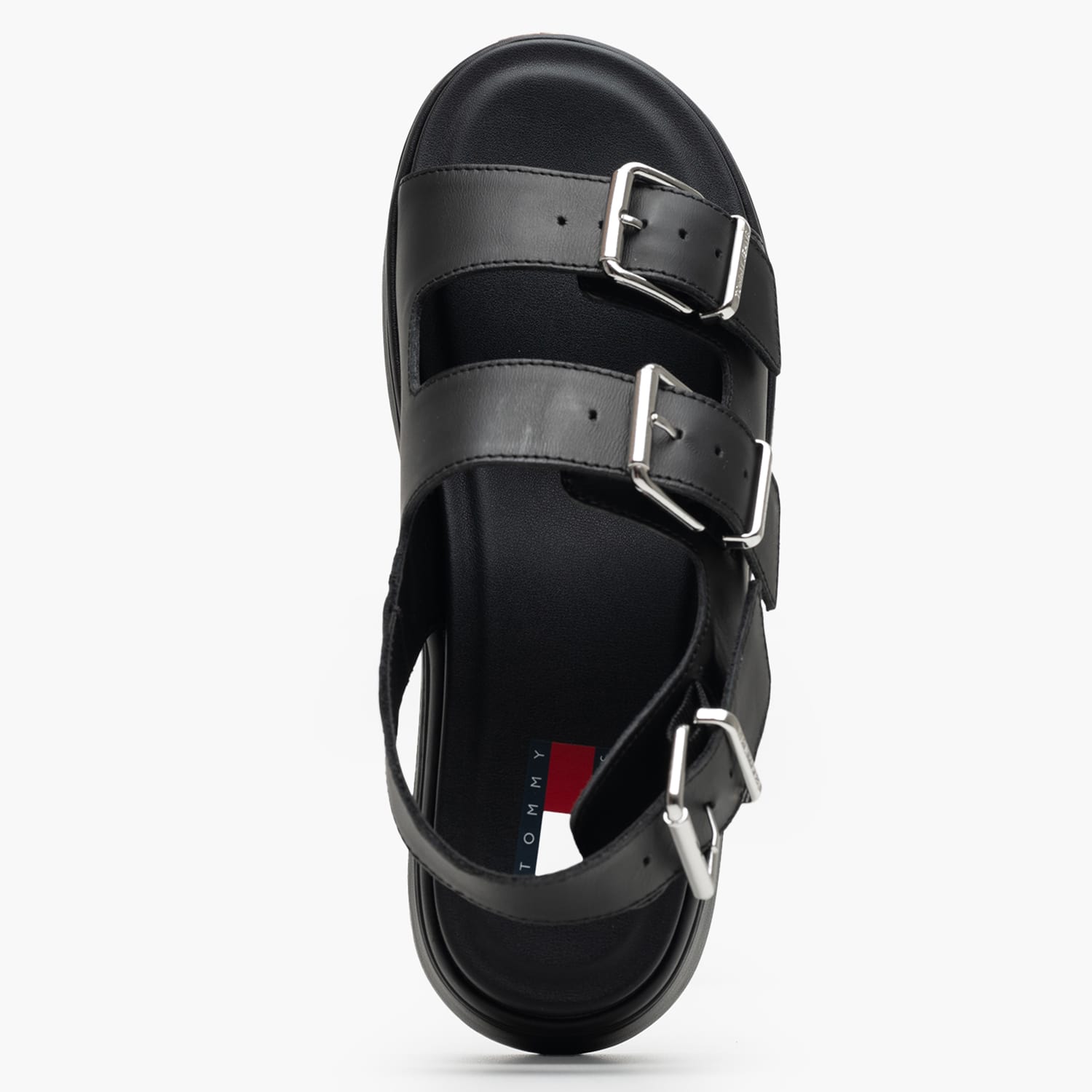 Women Platforms Low Wedge.Sandal Black Leather Tommy Hilfiger Women Platforms Low Wedge.Sandal Black Leather Tommy Hilfiger